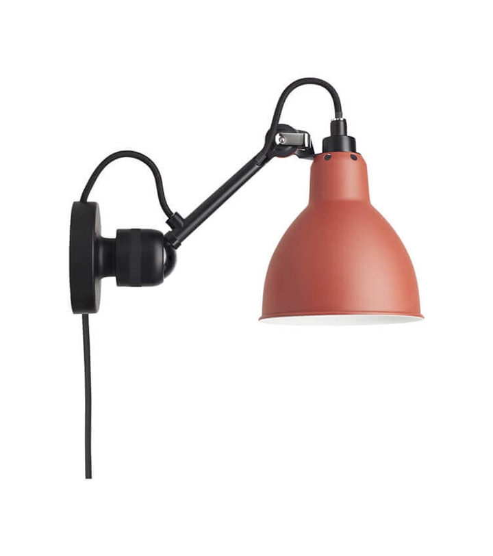 Lampe Gras No 304CA væglampe, sort/rød
