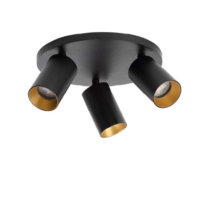 SpotOn Circle3  loftlampe/spot, sort/guld