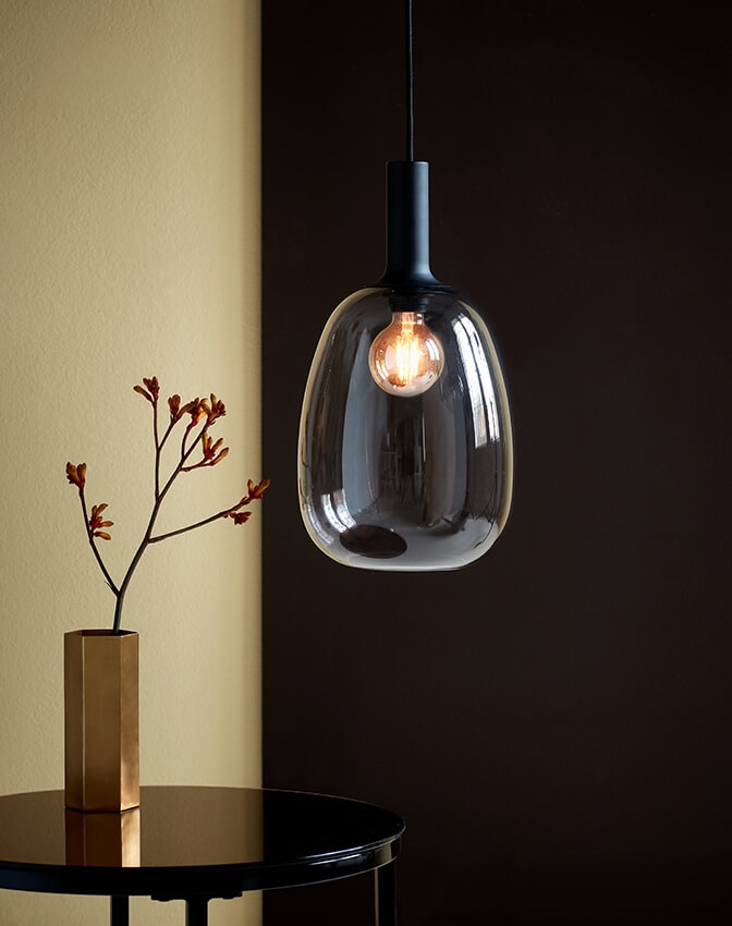 Alton hængelampe med glasskærm, røggrå, Ø 23 cm