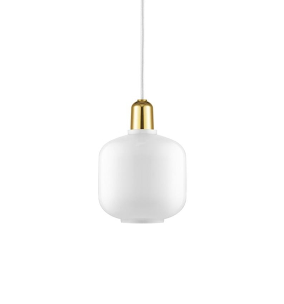 Amp pendel, Messing - Lille, Hvid/Messing