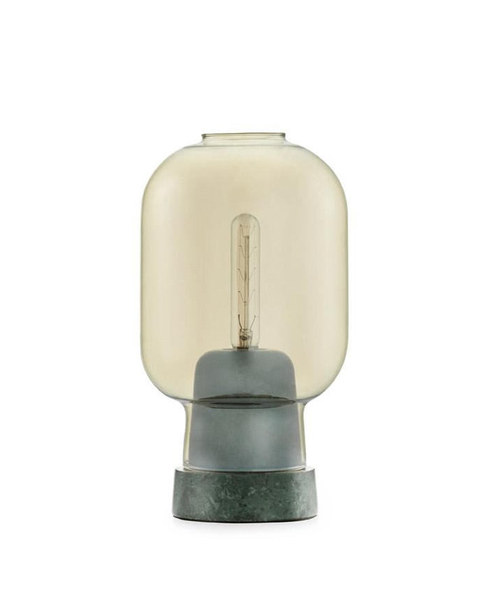 Amp bordlampe, Guld/Grøn marmor