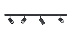 DESIGNLINE skinne-sæt 2 meter m/4 Tube spots, sort