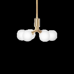 Apiales 6 lysekrone, børstet messing/opal