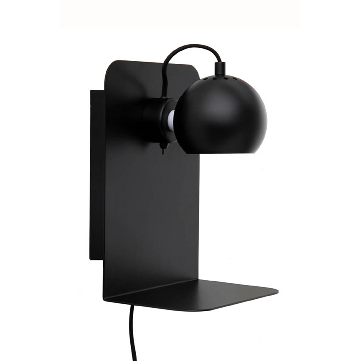 Ball Væglampe m. USB, Mat sort (gl. model)
