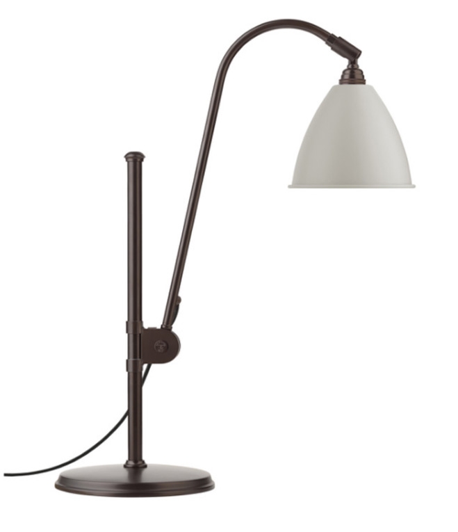 Bestlite BL1 bordlampe, sort messing, klassisk hvid