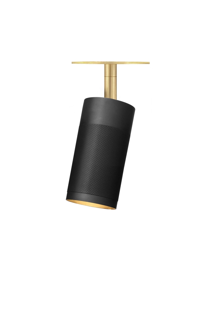 Thorup Copenhagen Patrone indbygnings loftspot m. dækplade, sort-bruneret messing, 120 mm
