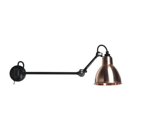 Lampe Gras No. 204 L40 SW væglampe, sort/rå kobber