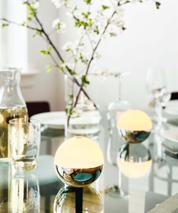 Alba Light Ball batterilampe / bordlampe, krom (2 stk.)