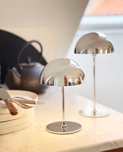 Along LED bord- / batterilampe, krom (2 stk.)