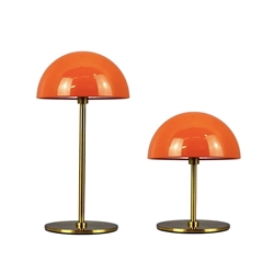 Along LED bord- / batterilampe, orange/messing (2 stk.)