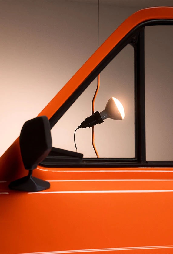 Parentesi gulvlampe m/dæmper, orange