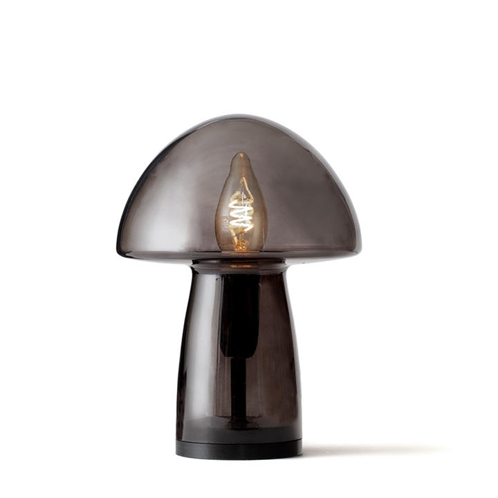 GS1 Mushroom bordlampe, røgfarvet glas