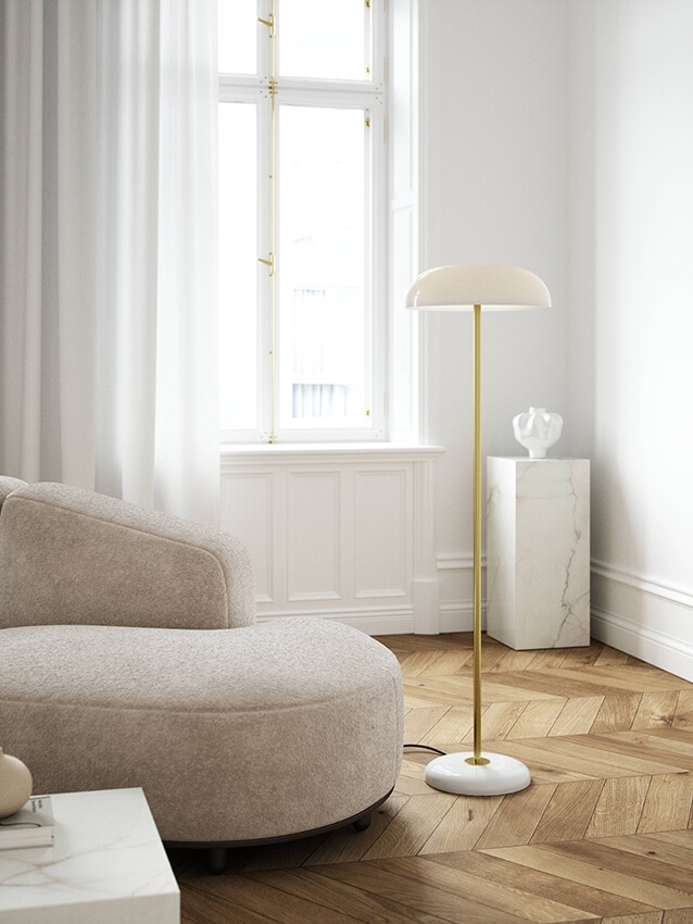 Glossy gulvlampe, hvid