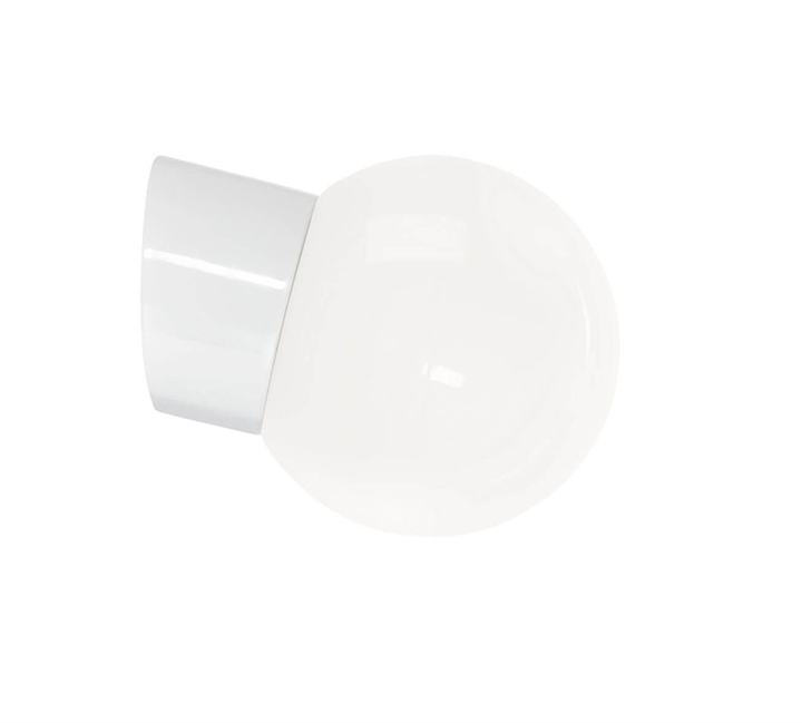 Classic Globe 150 væglampe IP54, hvid/blank opal