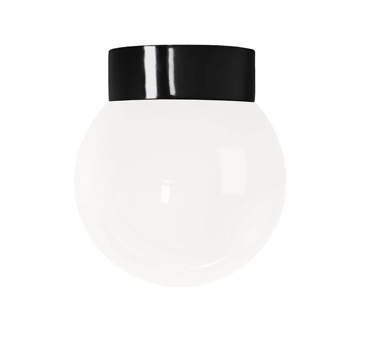 Classic Globe 200 loftlampe / væglampe IP44, sort/blank opal