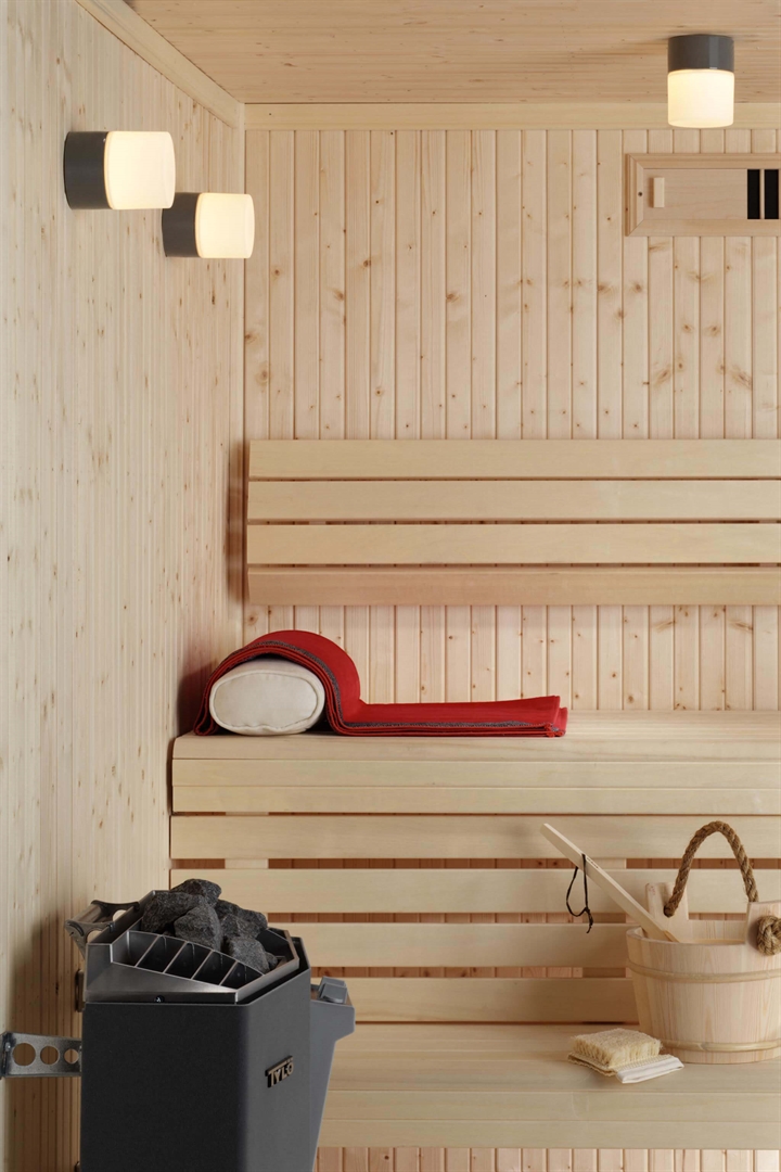 Opus 100/125 Sauna loftlampe / væglampe, grå