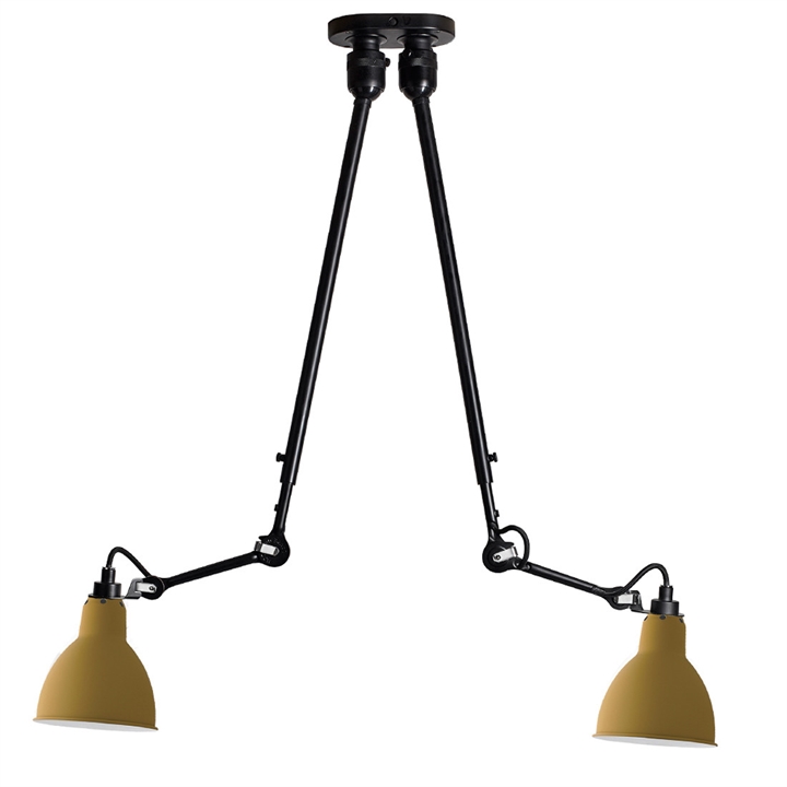 Lampe Gras No 302 Double loftlampe, sort/gul