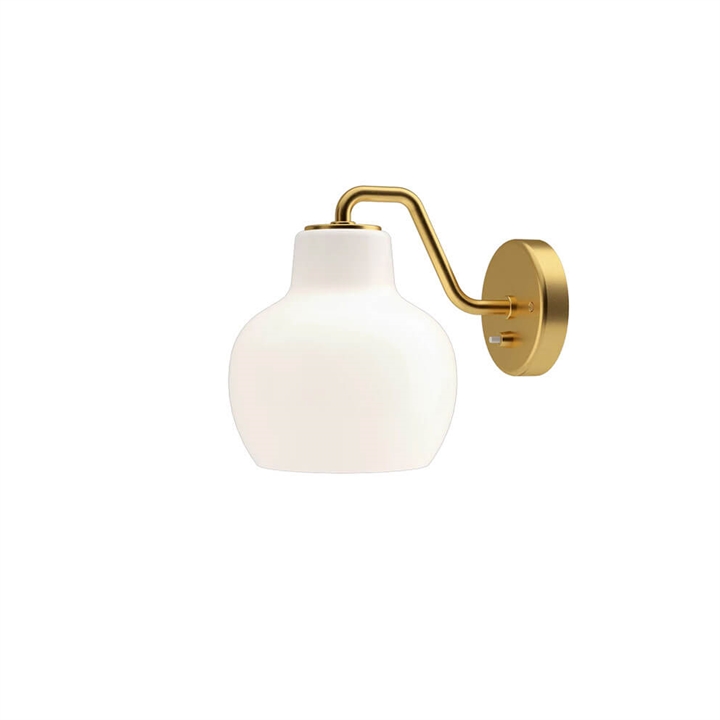VL Ringkrone 1 væglampe u. ledning/m. kontakt, messing/blank opal