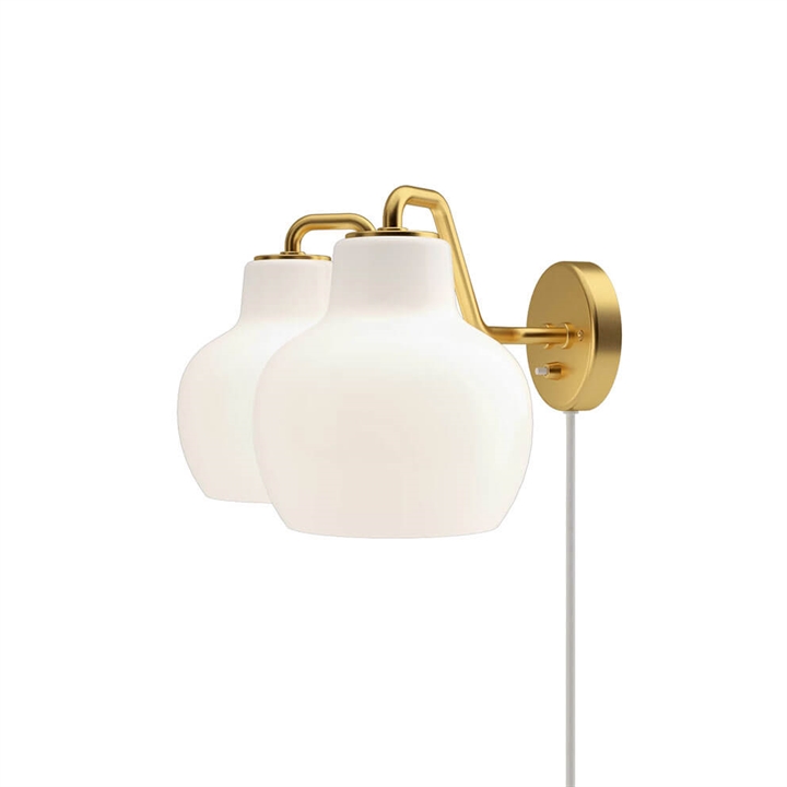 VL Ringkrone 2 væglampe, messing/blank opal