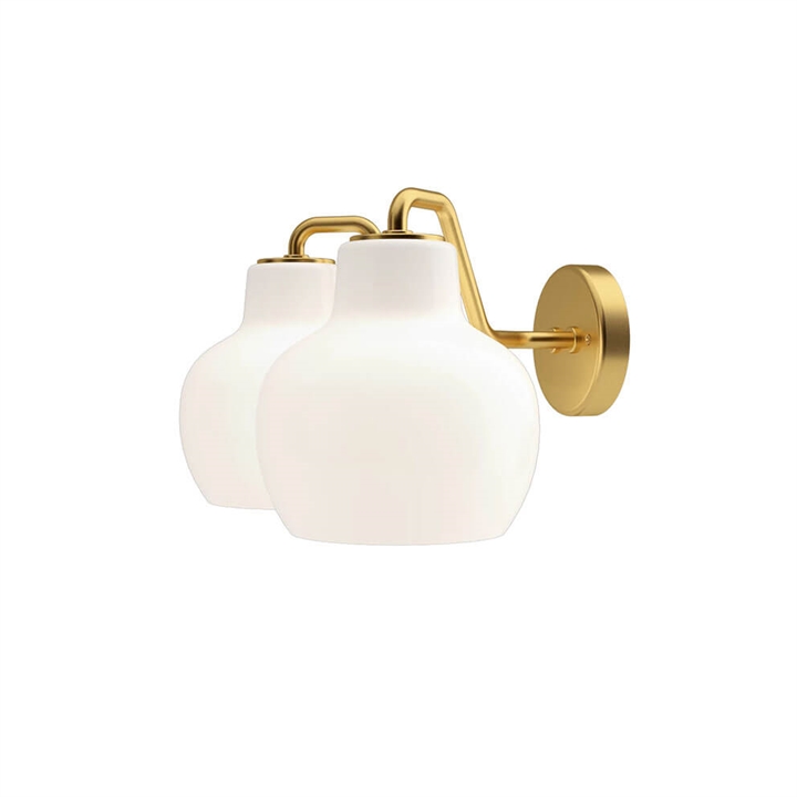 VL Ringkrone 2 væglampe u. ledning/kontakt, messing/blank opal