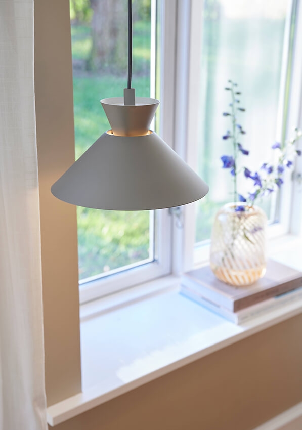 Dial hængelampe med metalskærm, grå, Ø 25 cm