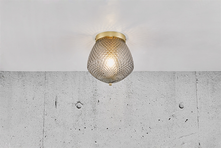 Orbiform loftlampe E27, røgfarvet