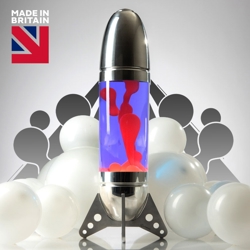 Rokit raketformet lavalampe, sølv/violet med rød lava