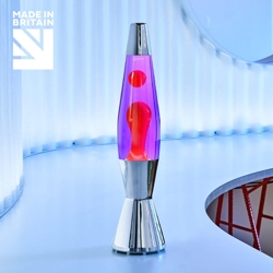 Astro Baby lavalampe, sølv/violet med rød lava