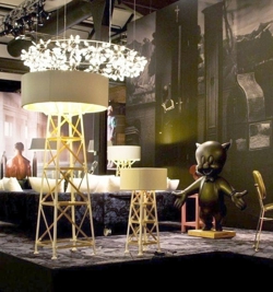 Construction gulvlampe Medium, hvid/træ