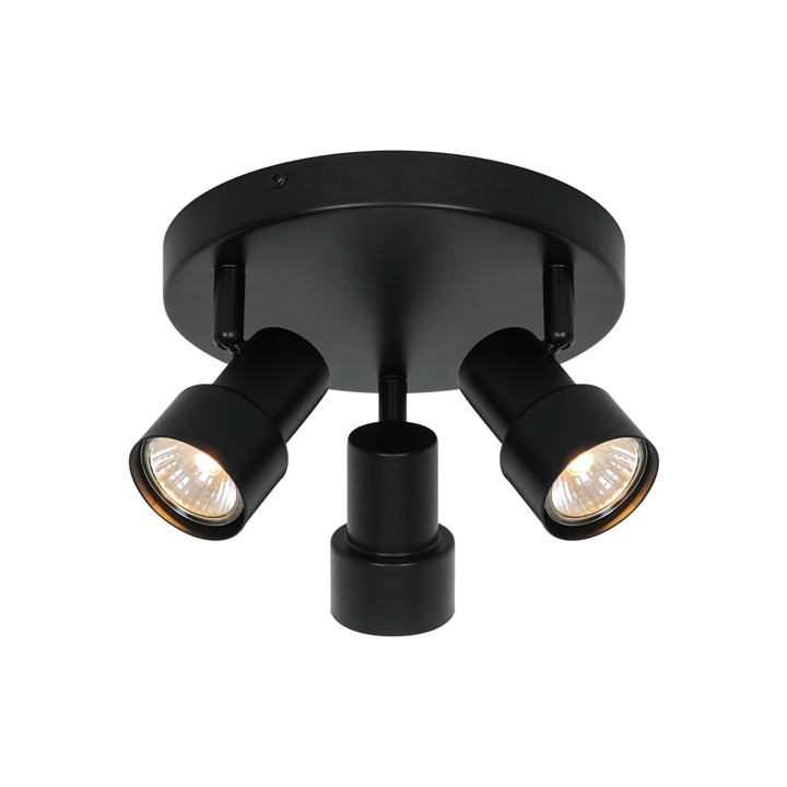 Boston 3-Rondel loftlampe, sort