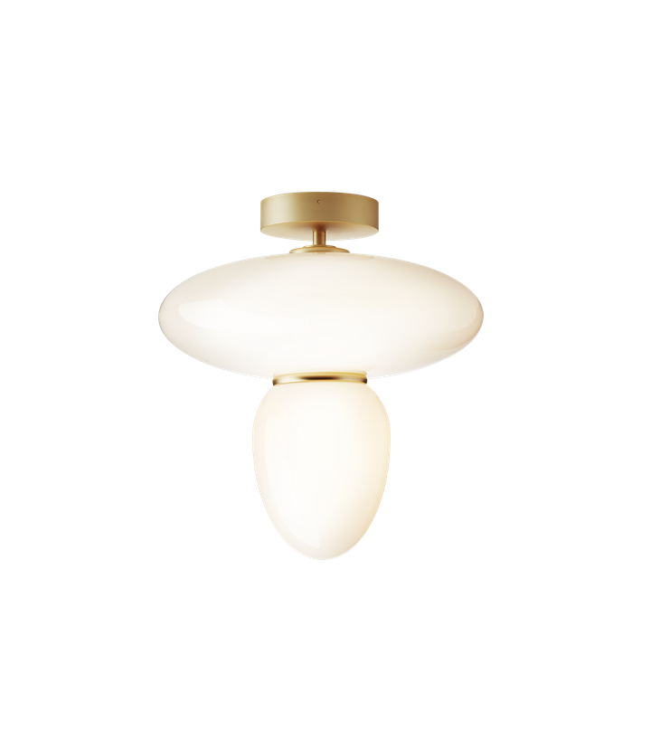 Rizzatto 42 loftlampe, satin brass/opal