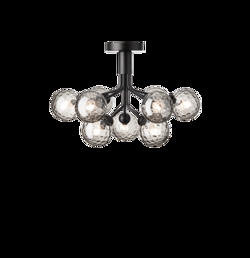 Apiales 9 loftlampe, satin sort/optic smoked glas