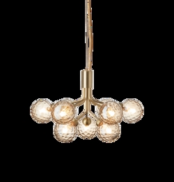 Apiales 9 lysekrone, børstet messing/optic guld glas 