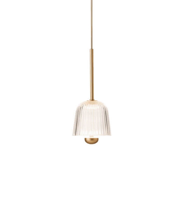 Asteea 1 pendel, satin messing/riflet klar