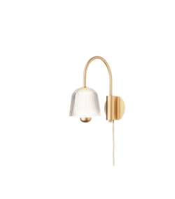 Asteea væglampe, satin messing/riflet klar