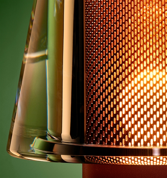 Occhio Era Lusso G batterilampe, rosso, air, rose gold mesh