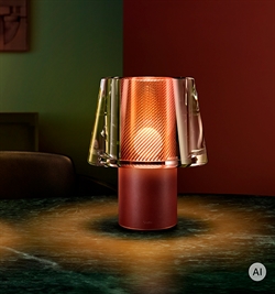 Occhio Era Lusso grande G batterilampe, rosso, air, rose gold mesh