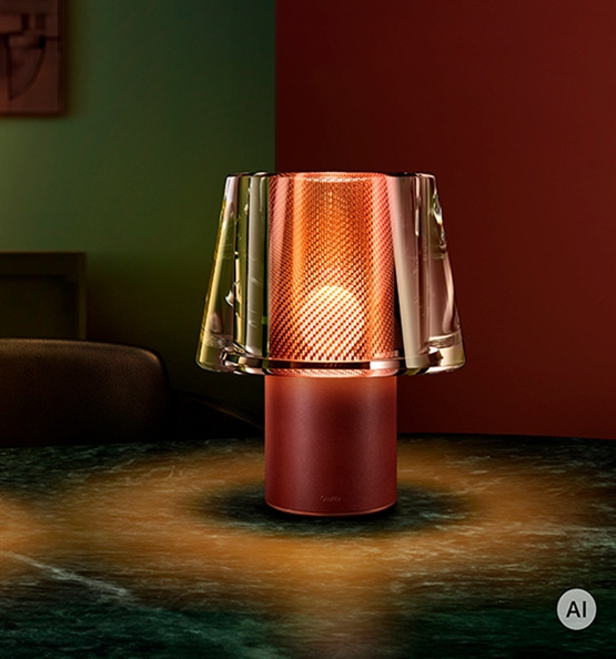 Occhio Era Lusso grande G batterilampe, rosso, air, rose gold mesh