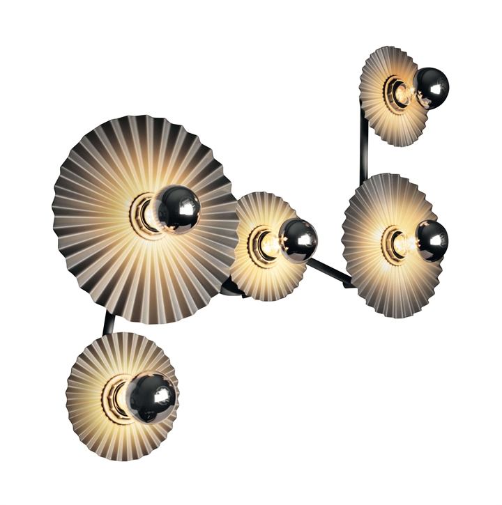 Decor Plisse væglampe / loftlampe (5 skærme), mørkegrå