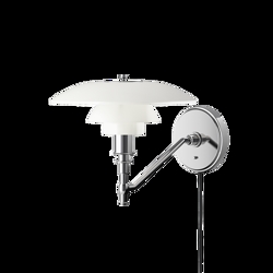 PH 3/2 væglampe m/ledning, hvid opal