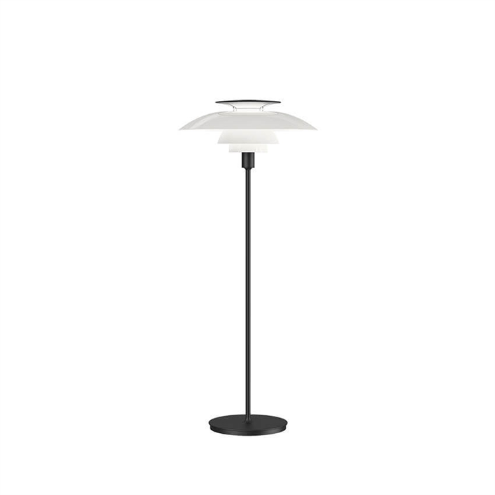 PH 80 gulvlampe m/dæmper, hvid opal akryl/sort