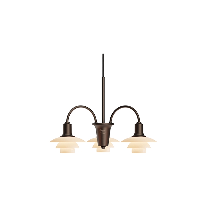 PH 1/1 lysekrone Centenary Edition m/3 arme, aged brass/dusty terracotta