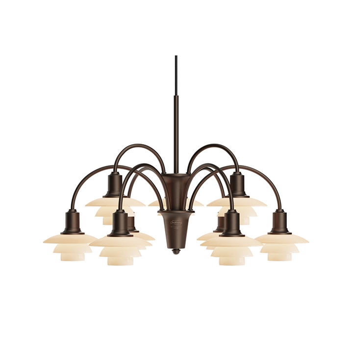 PH 1/1 lysekrone Centenary Edition m/9 arme, aged brass/dusty terracotta