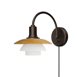 PH 2/2 væglampe Centenary Edition m/ledning og afbryder, amber/opal