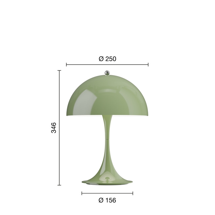 Panthella 250 Portable V3 bord- / batterilampe, opaque moss grøn