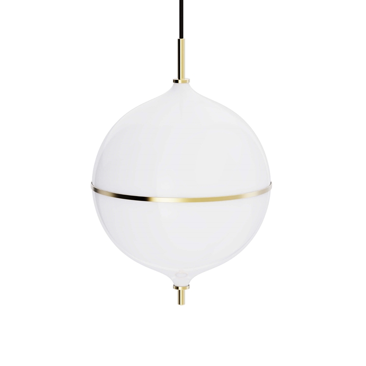 Eternal Moonlight pendel large m/sort ledning, opal/messing