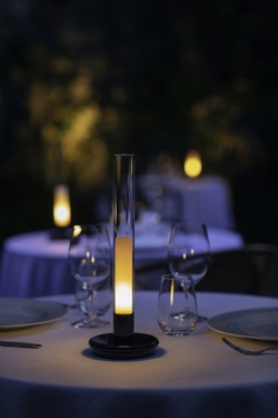 Sylvestrina batterilampe / bordlampe, blank sort