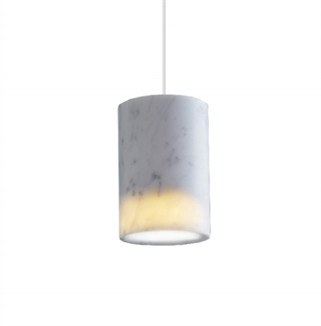 Solid cylinder pendel, hvid carrara marmor
