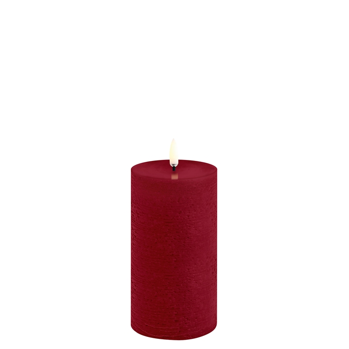 LED bloklys, Carmine red, Rustic, 7,8x15 cm