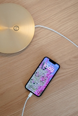 Omni bordlampe m/USB, messing